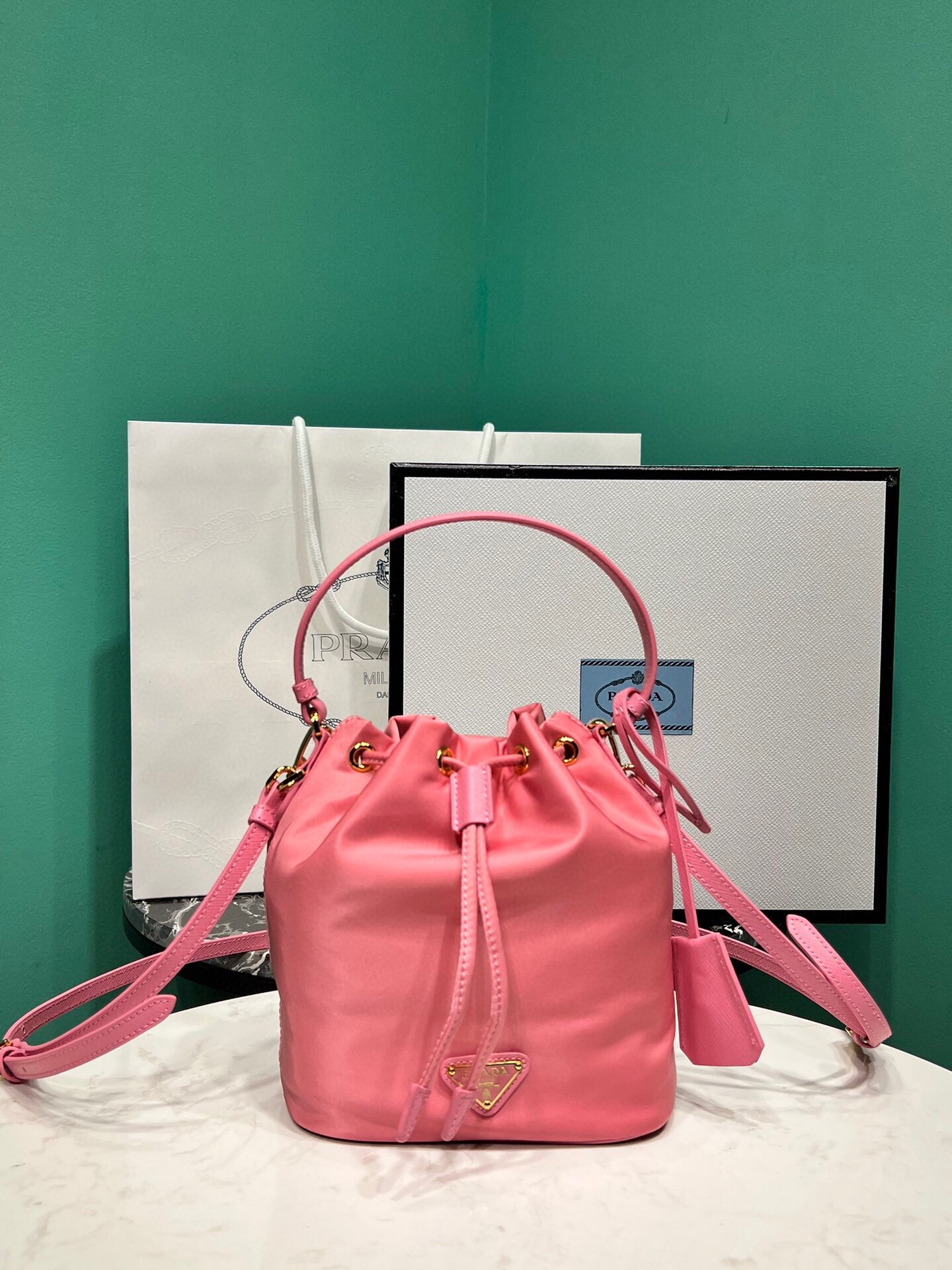 Prada Mini Re Edition 1978 Re Nylon Shoulder Bag Handbag Begonia Pink 1BE067